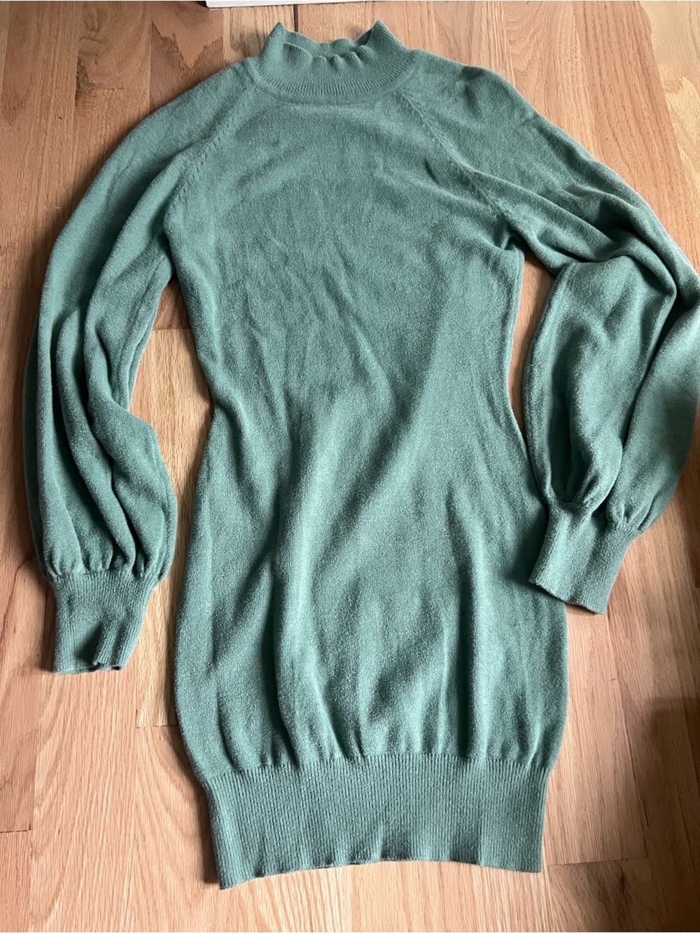 Women's Sage Green Long Sleeve Mock Neck Sweater Dress